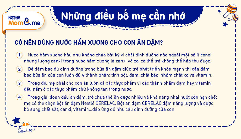Để dinh dưỡng cho bé ăn dặm được đảm bảo, mẹ nên chọn các loại bột ăn dặm kết hợp với thực phẩm đa dạng để cung cấp đủ dưỡng chất