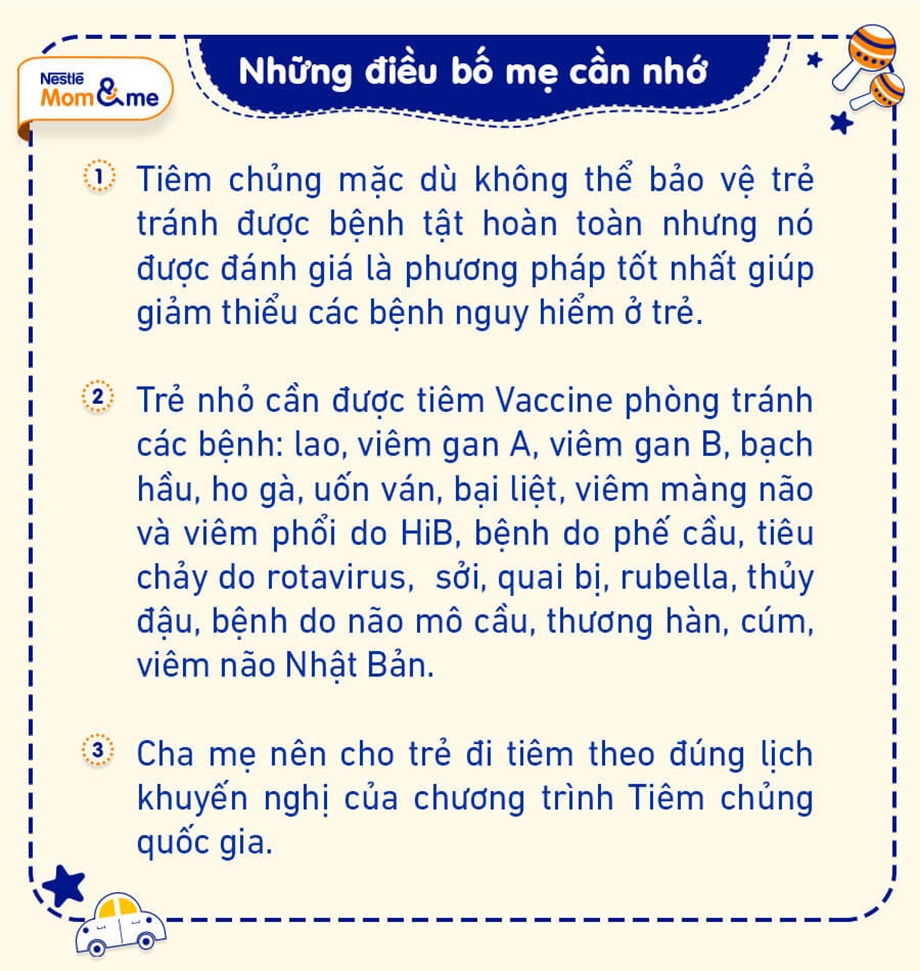 Theo dõi và ghi nhớ lịch tiêm chủng cho trẻ em từ 0 - 3 tuổi để đưa trẻ đi tiêm phòng đúng lịch nhằm bảo vệ sức khỏe cho trẻ