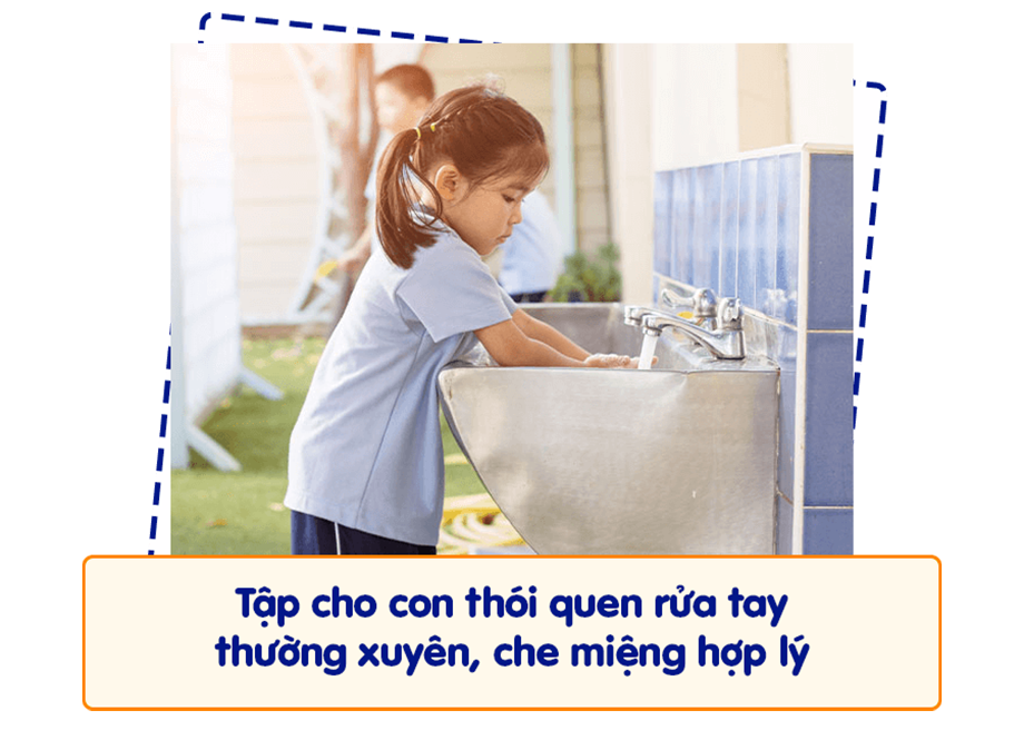 Tăng sức đề kháng cho bé qua thói quen rửa tay thường xuyên che miệng hợp lý