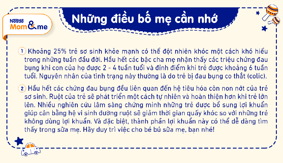 Những điều bố mẹ cần biết khi em bé bị đau bụng co thắt (colic)
