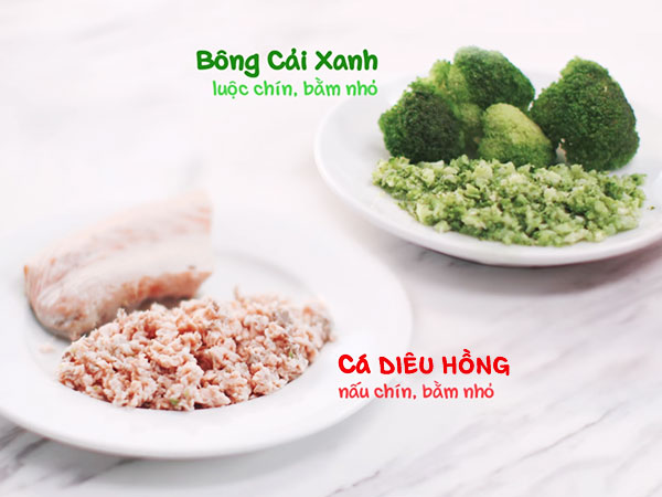 Nấu bột ăn dặm cá hồng cải xanh, bé ăn ngon miệng