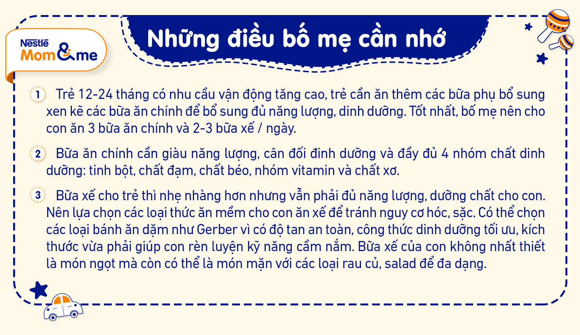 Hình minh họa về nhu cầu dinh dưỡng cho bé từ 12 - 24 tháng tuổi