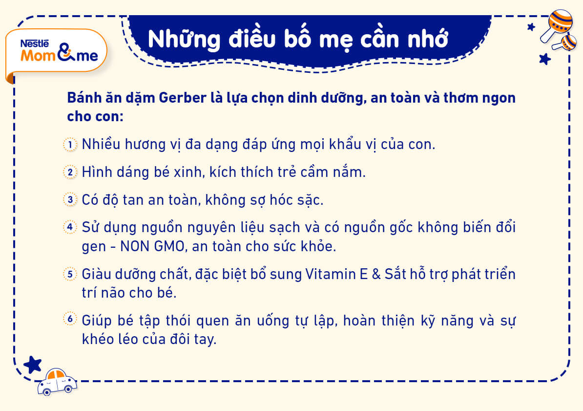 Bánh ăn dặm Gerber là lựa chọn dinh dưỡng, an toàn và thơm ngon để giúp trẻ bắt đầu ăn dặm kiểu BLW.