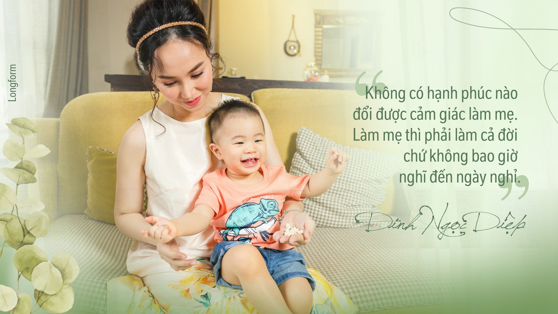 Hình Đinh Ngọc Diệp chăm sóc con trai, chia sẻ cách làm mẹ
