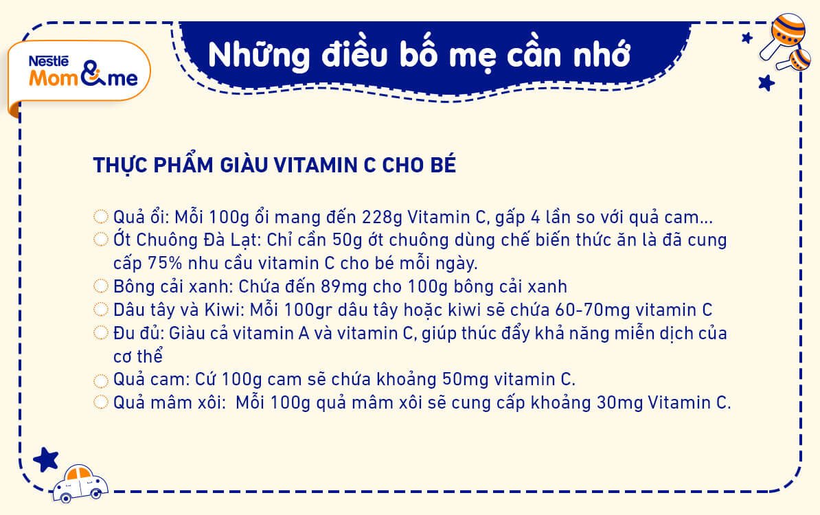7 loại thực phẩm giàu vitamin c cho bé