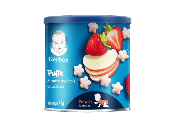 Bánh ăn dặm GERBER PUFFS vị Dâu Táo Bánh ăn dặm GERBER PUFFS vị Dâu Táo