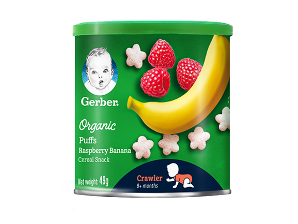 Bánh ăn dặm Gerber Organic vị Phúc bồn tử Chuối Bánh ăn dặm Gerber Organic vị Phúc bồn tử Chuối
