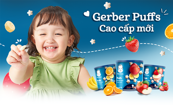 Bánh ăn dặm GERBER PUFFS vị Dâu Táo