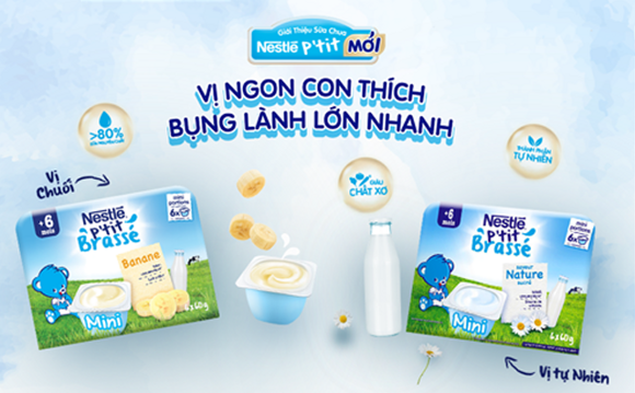 Sữa chua Nestlé P'tit Brassé Nature vị Tự nhiên